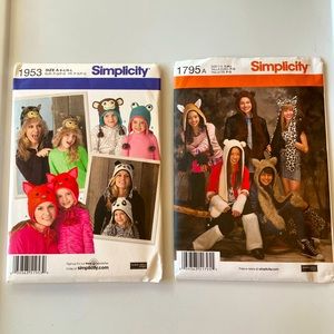 Simplicity Misses & Child Fall Winter animal hats sewing patterns 1953  & 1795 A
